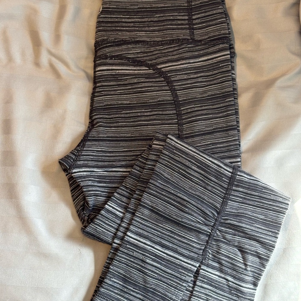 lululemon athletica Black and White Striped Leggings